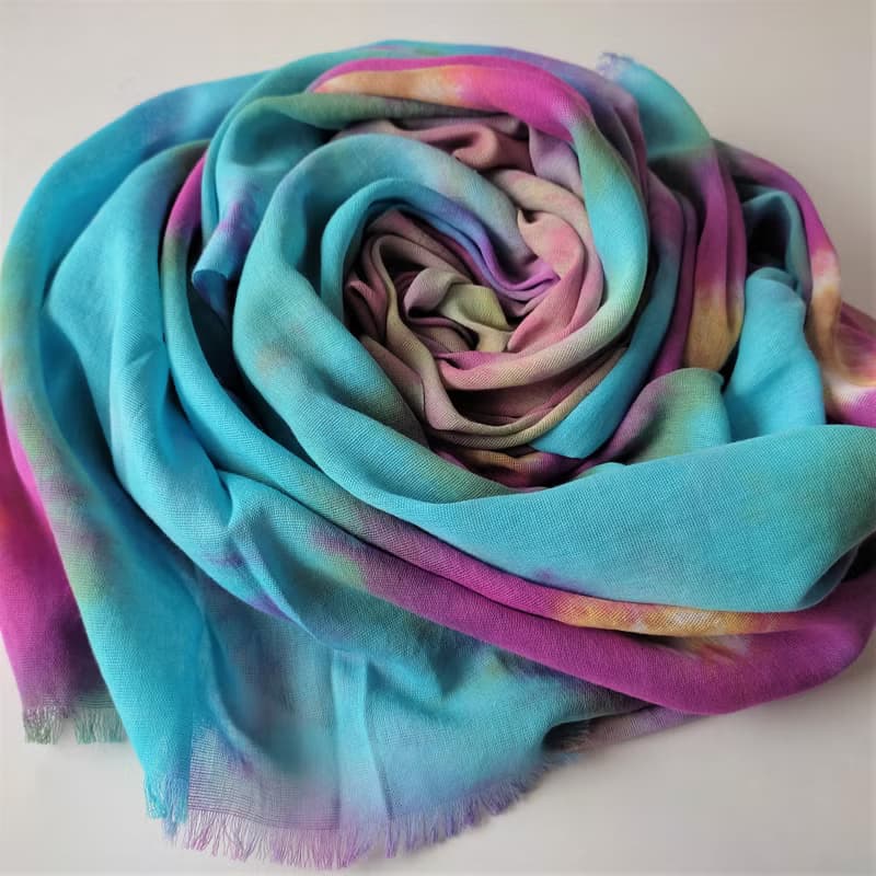 Cotton scarf Blue purple long scarf Large shawl Great women gift Tie dye scarf