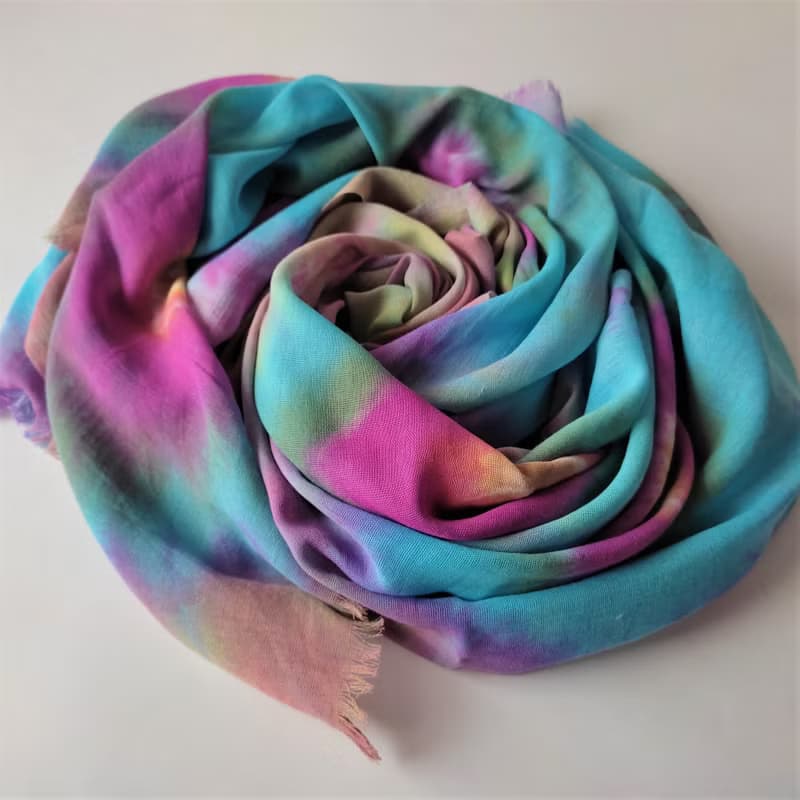 Cotton scarf Blue purple long scarf Large shawl Great women gift Tie dye scarf