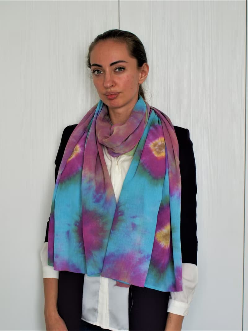 Cotton scarf Blue purple long scarf Large shawl Great women gift Tie dye scarf