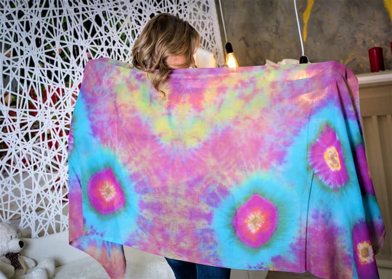 Cotton scarf Blue purple long scarf Large shawl Great women gift Tie dye scarf