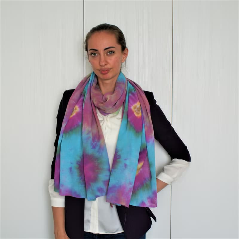 Cotton scarf Blue purple long scarf Large shawl Great women gift Tie dye scarf