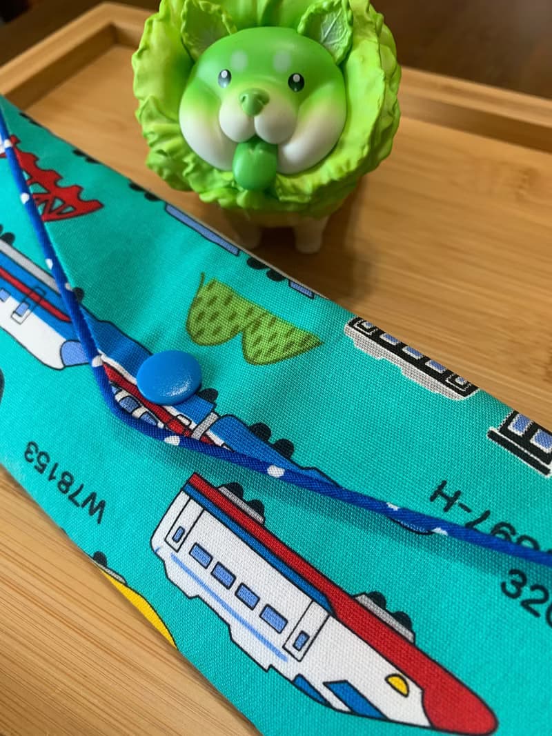 文青風環保純棉筷袋~火車快飛 湖水綠日本 潮物 收納 手作餐具袋