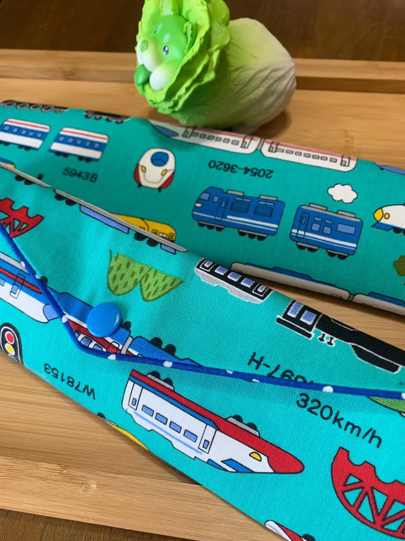 文青風環保純棉筷袋~火車快飛 湖水綠日本 潮物 收納 手作餐具袋
