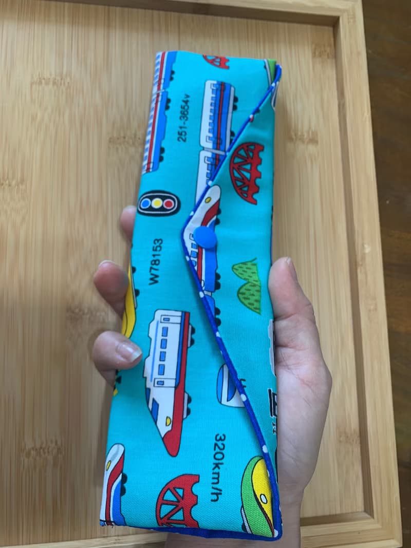 文青風環保純棉筷袋~火車快飛 湖水綠日本 潮物 收納 手作餐具袋