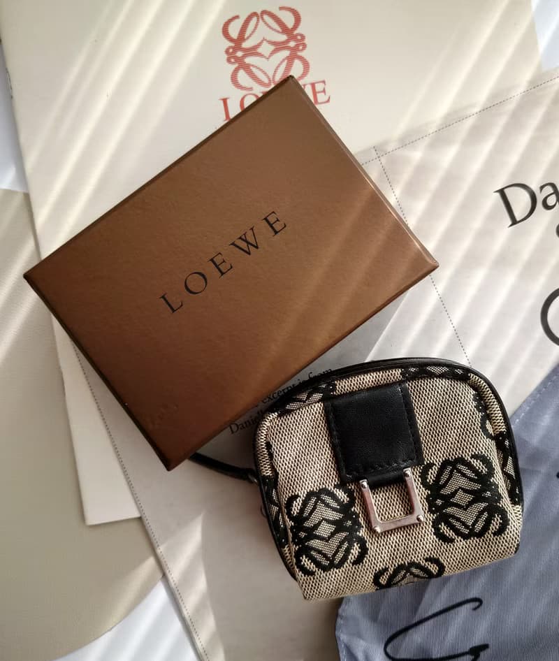 中古美品 帶盒 Loewe 老花收納小錢包零錢包銀包短夾零錢包散紙包