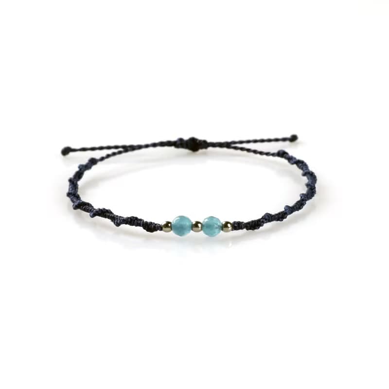 March Birthstone Aquamarine Gemstone Macrame Knot Bracelet