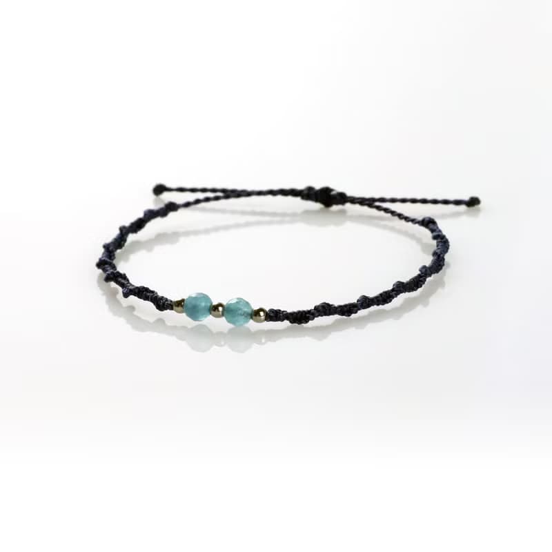 March Birthstone Aquamarine Gemstone Macrame Knot Bracelet