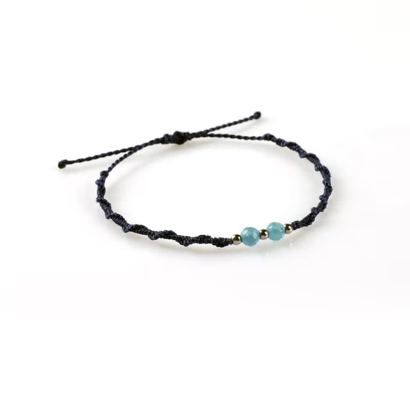 March Birthstone Aquamarine Gemstone Macrame Knot Bracelet