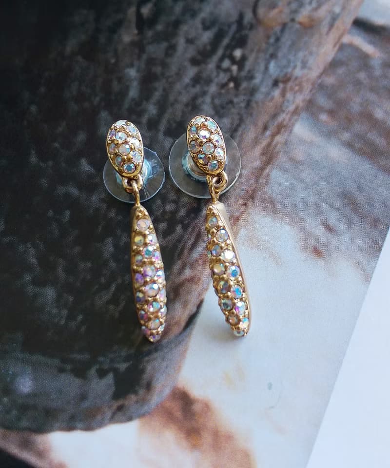 Vintage Jewelry 西洋古董飾品 SWAROVSKI 簡約垂墜  針式耳環