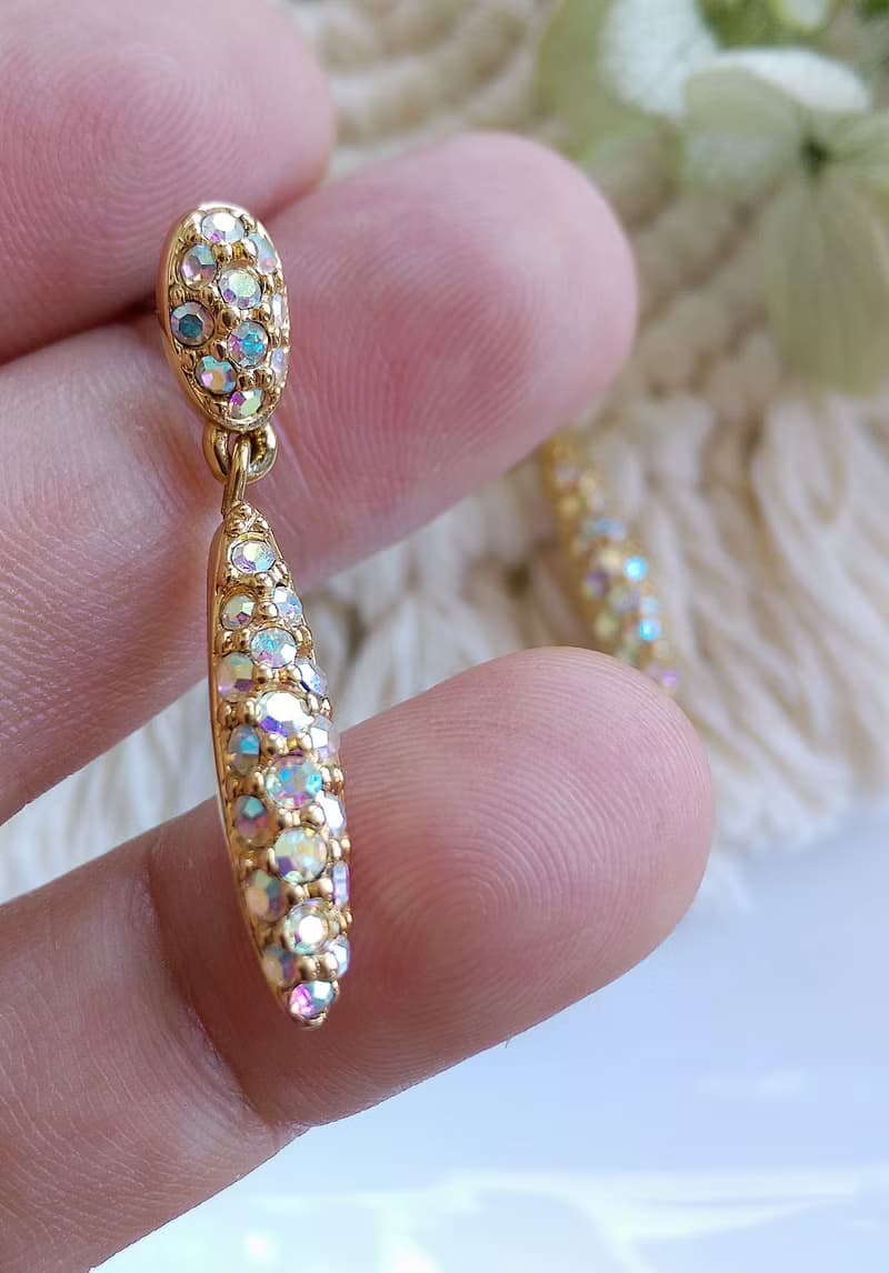 Vintage Jewelry 西洋古董飾品 SWAROVSKI 簡約垂墜  針式耳環
