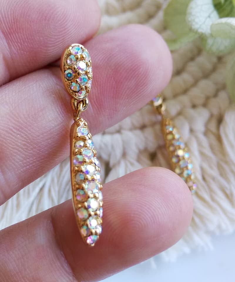 Vintage Jewelry 西洋古董飾品 SWAROVSKI 簡約垂墜  針式耳環