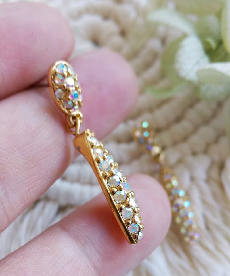 Vintage Jewelry 西洋古董飾品 SWAROVSKI 簡約垂墜  針式耳環