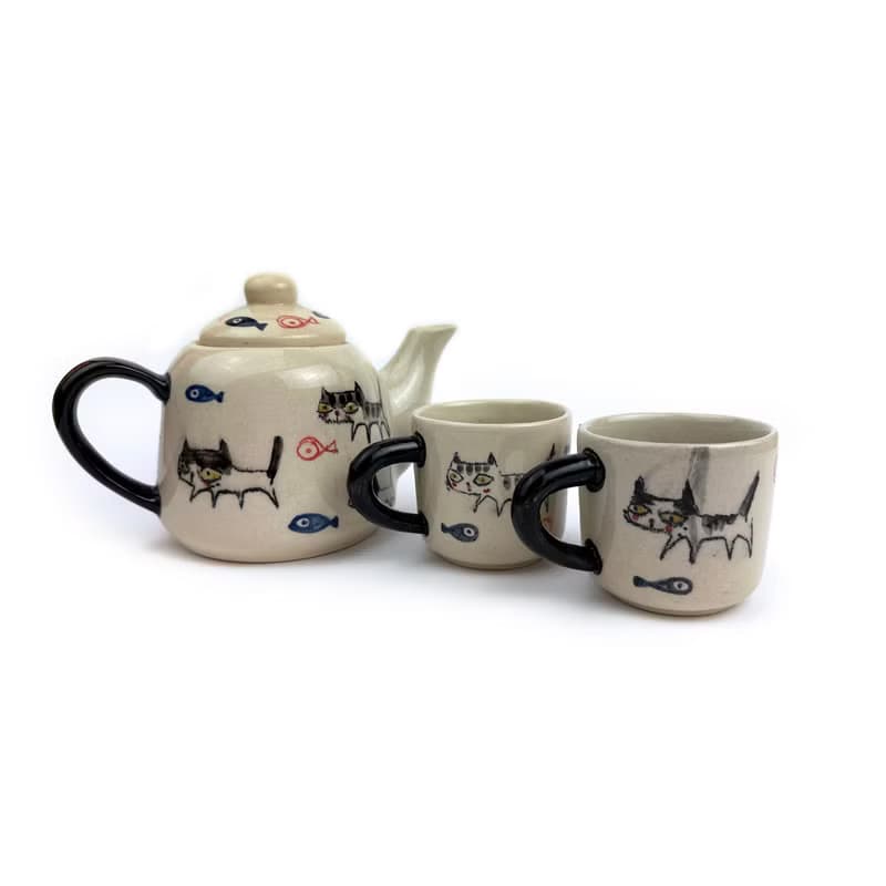Nice Little Clay 手工杯與茶壺 貓與魚 0133-26 / 0601-10