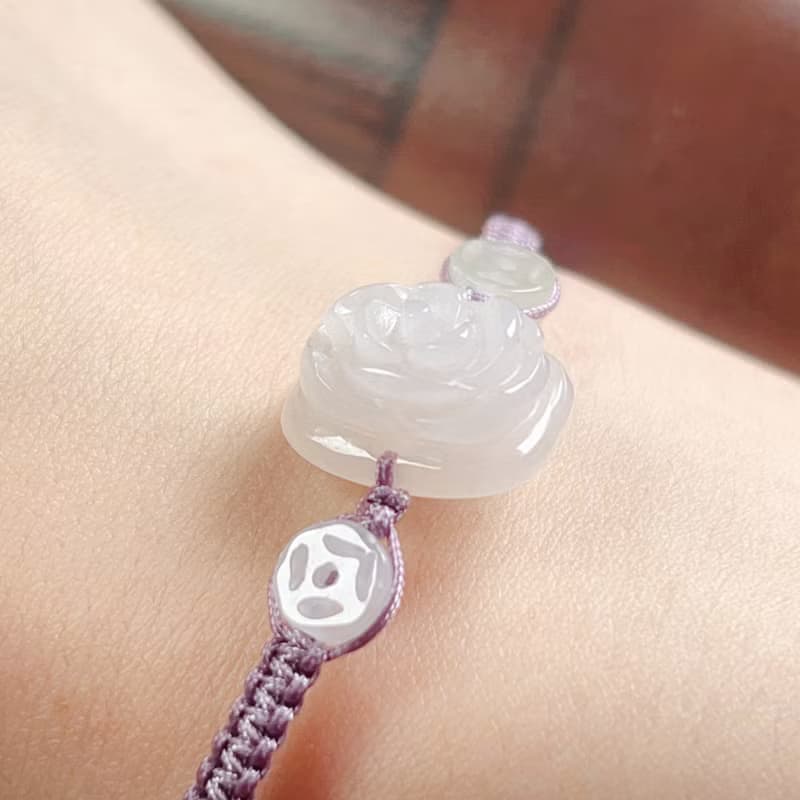 冰種翡翠花花編織手鍊 | 天然緬甸A貨翡翠 | 送禮