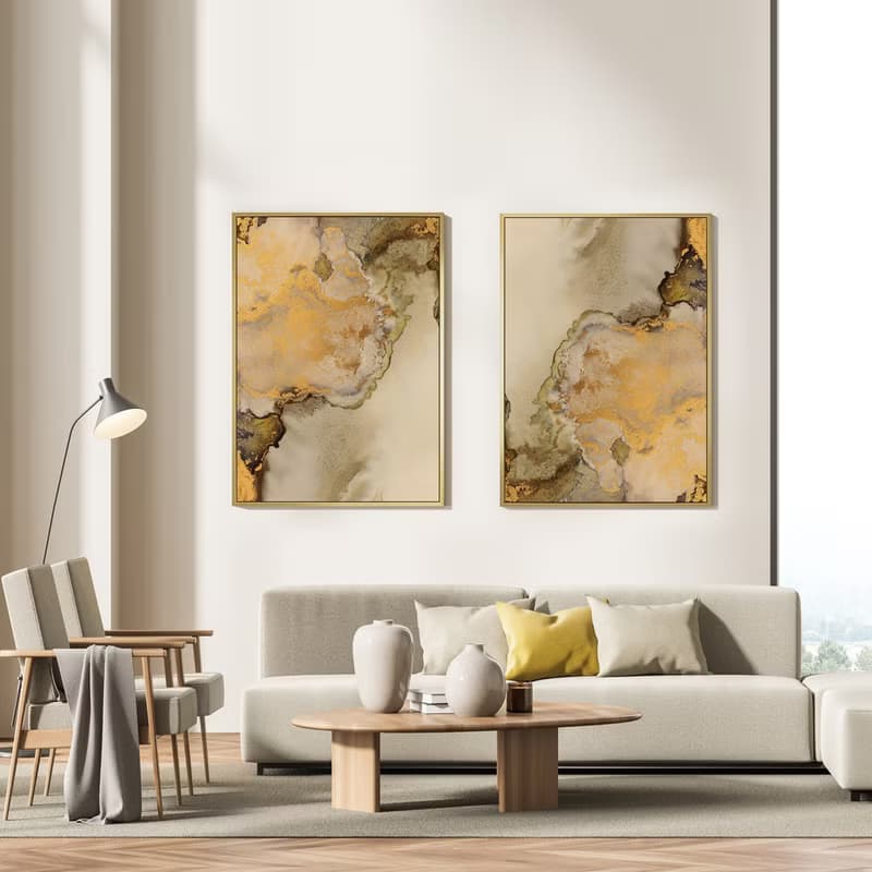 輝煌時代 - 金奢暈染抽象掛畫/客廳佈置/房屋擺設/裝飾畫