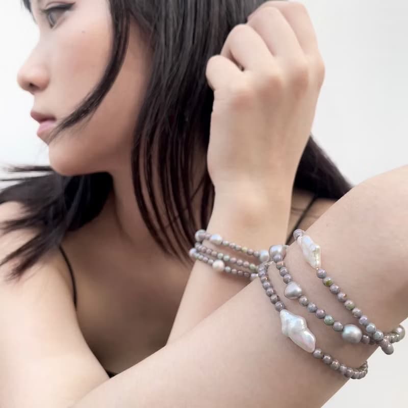 【人魚之淚】手鍊 | 淡水珍珠 / 捷克珠 | 可訂製手圍