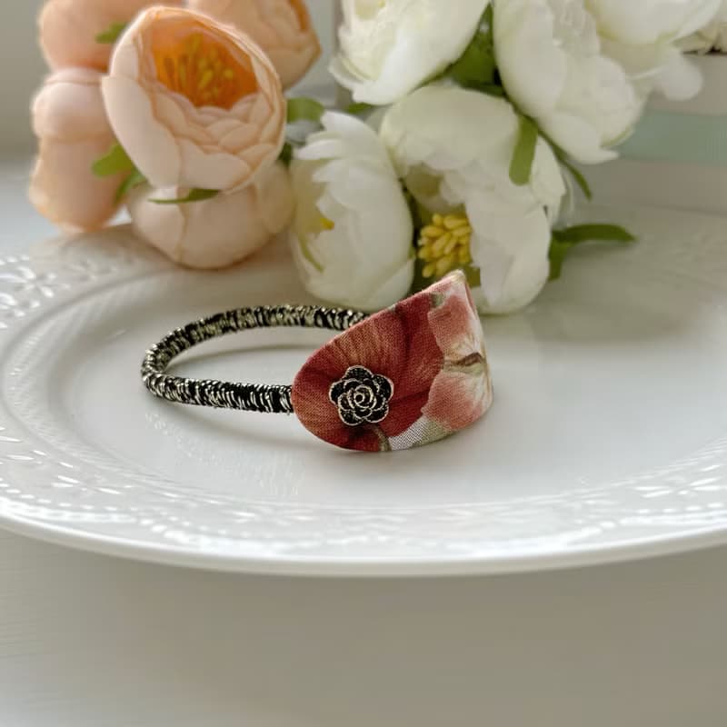 橢圓弧形髮圈髮飾-乾燥花束