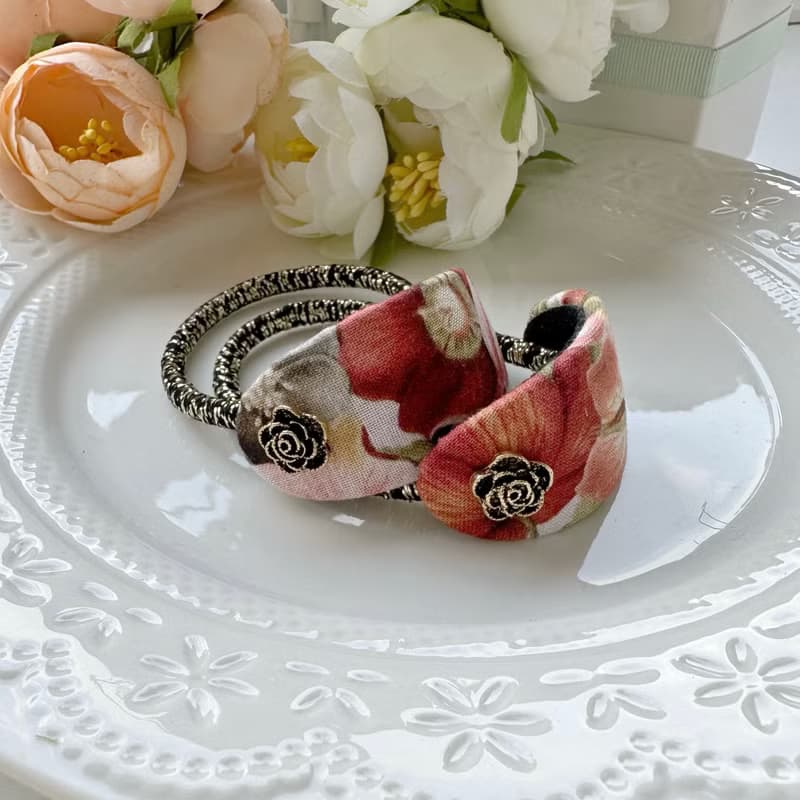 橢圓弧形髮圈髮飾-乾燥花束