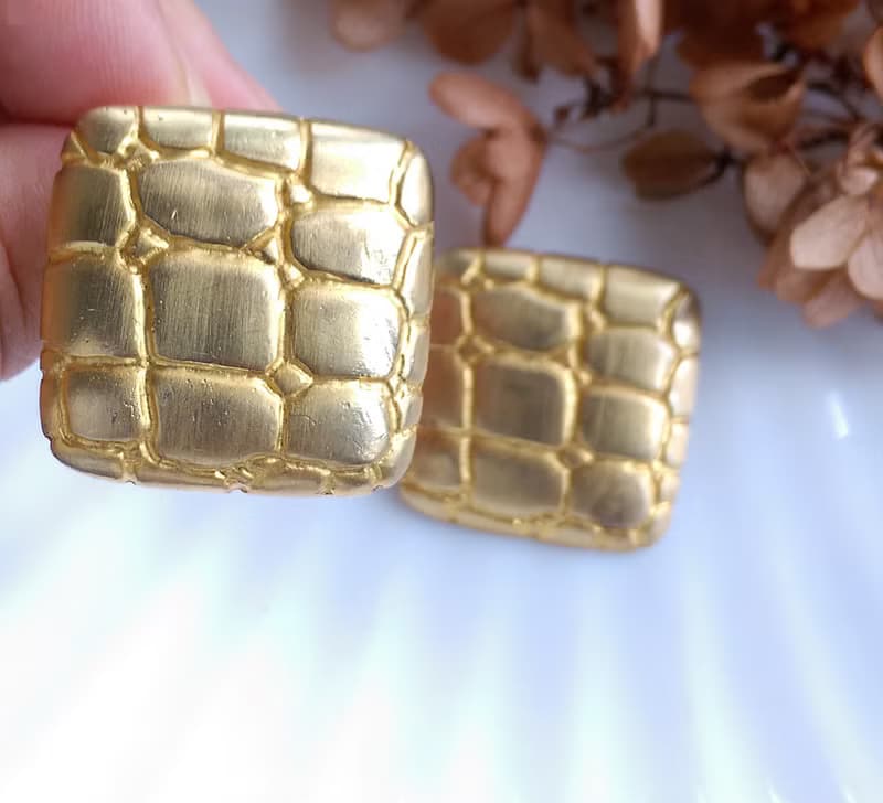 Vintage Jewelry 西洋古董飾品 Donald Stannard  皮紋 夾式耳環