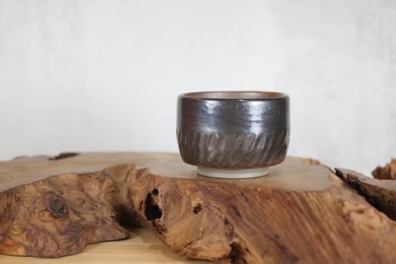 【送禮好物】120ml 柴燒 天目釉 手作切削紋茶杯 名家葉敏祥作