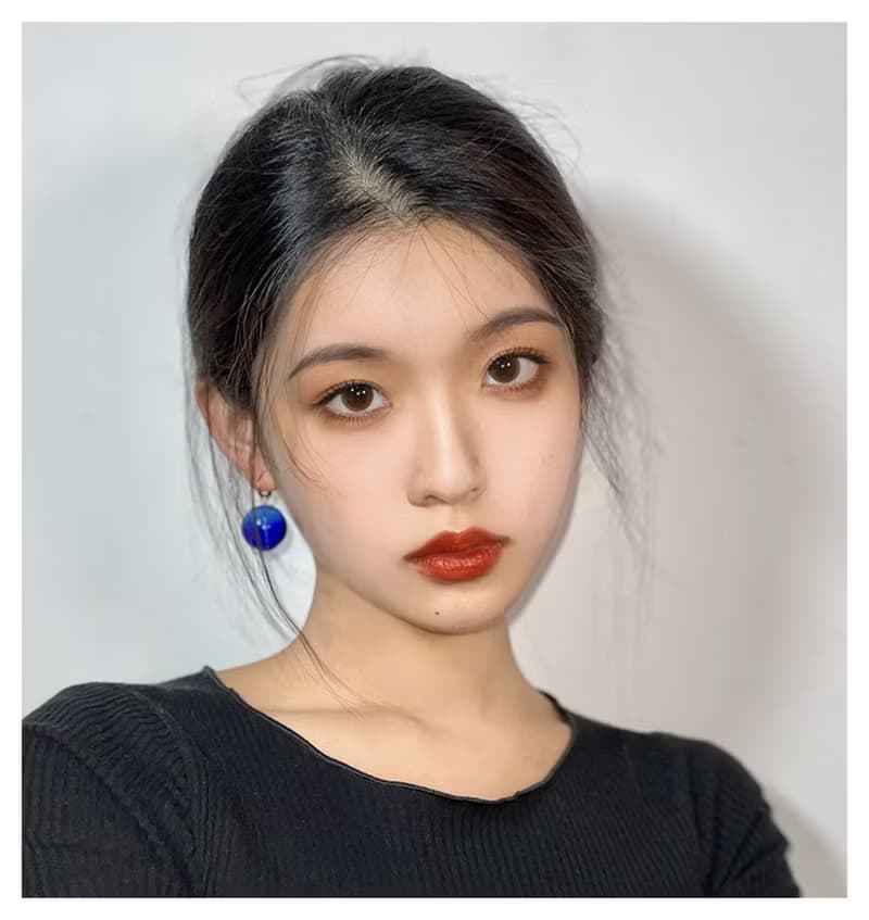 Hi Onion原創深海童話小眾玻璃球克萊因藍耳扣耳環情侶耳夾耳掛