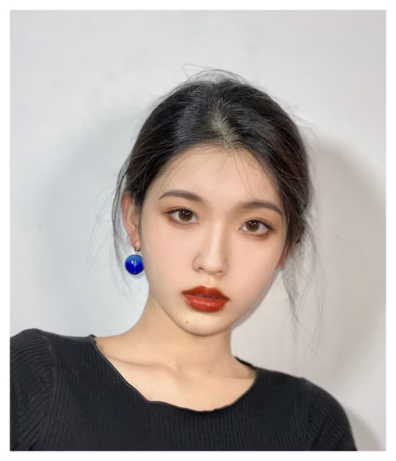 Hi Onion原創深海童話小眾玻璃球克萊因藍耳扣耳環情侶耳夾耳掛