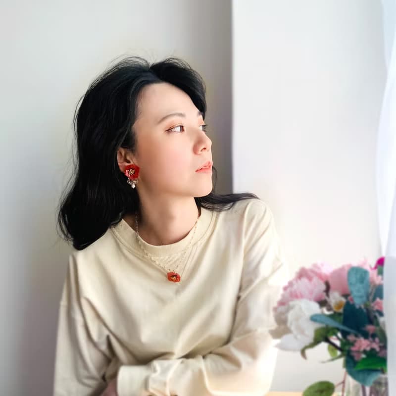 項鍊 罌粟花 樹脂 水晶 耳環 琉璃 禮物 禮盒 手工 情人節