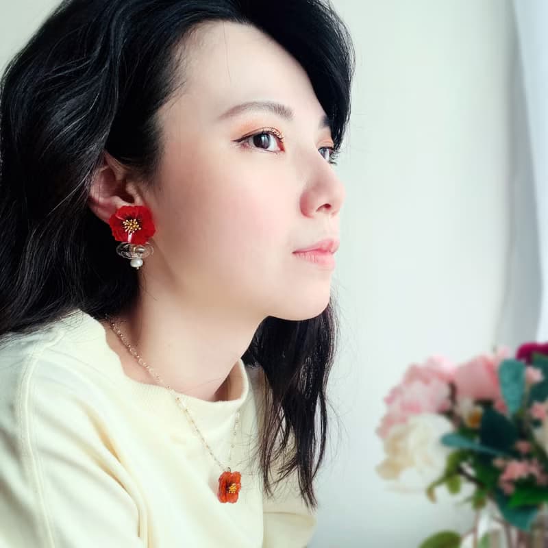 項鍊 罌粟花 樹脂 水晶 耳環 琉璃 禮物 禮盒 手工 情人節