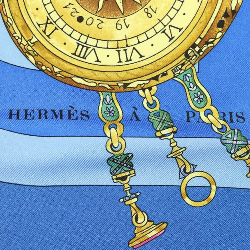 エルメス カレ 90 時の輪舞 ブルー スカーフ - 01264