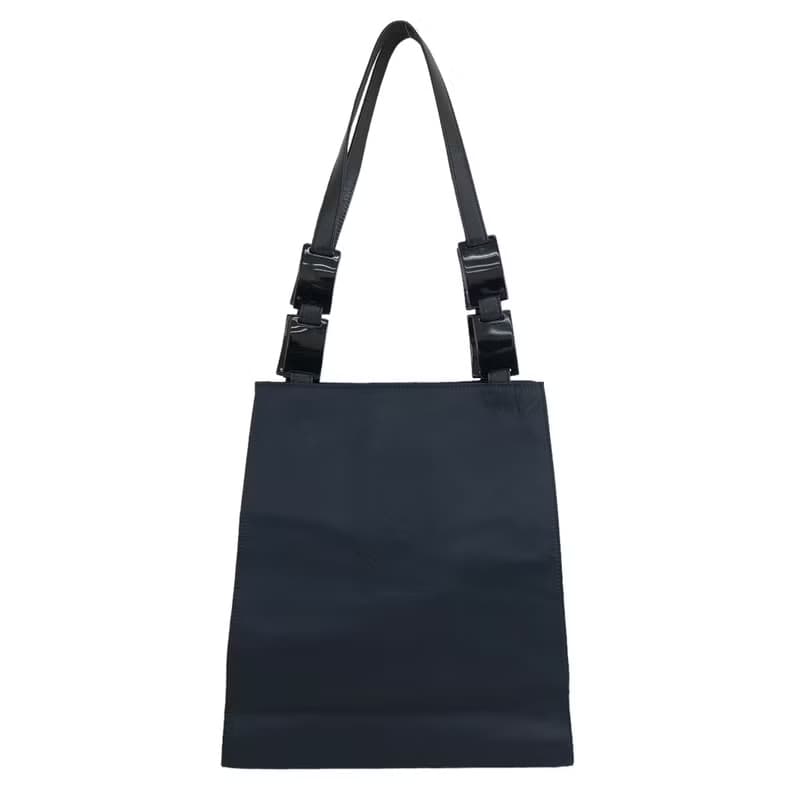 【 日本直送　名牌中古包 】Yves Saint Laurent イヴ・サンローラン ナイロン ハンドバッグ ネイビー vintage syhg5u