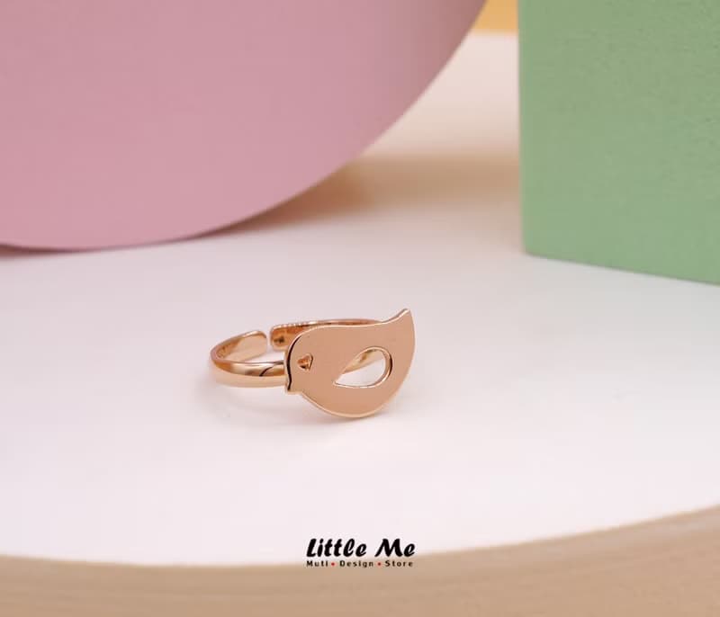 Handmade Little Bird Ring - Pink gold plated on brass Little Me by CASO jewelry