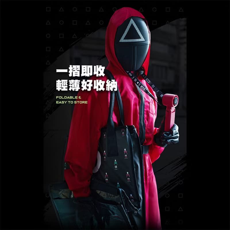 【IP限定款】【贈魷魚遊戲造型擦手巾】魷魚遊戲 摺疊附輪拖拉袋