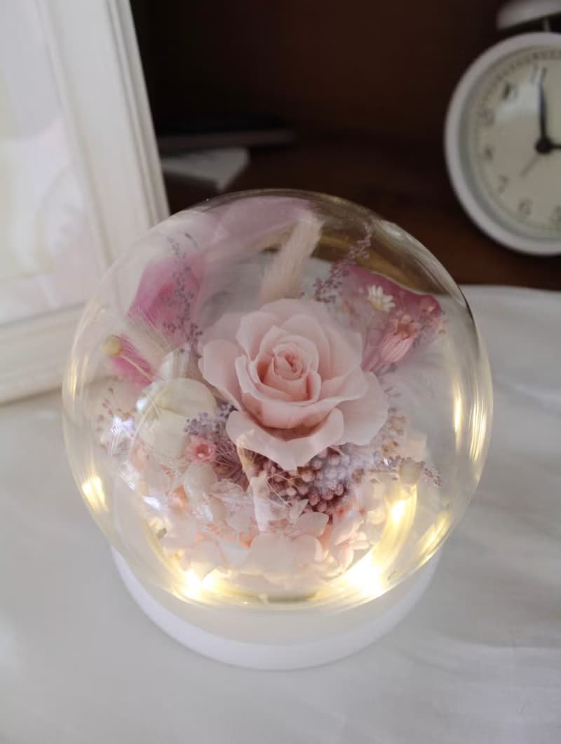巴黎粉  永生花禮  玻璃盅