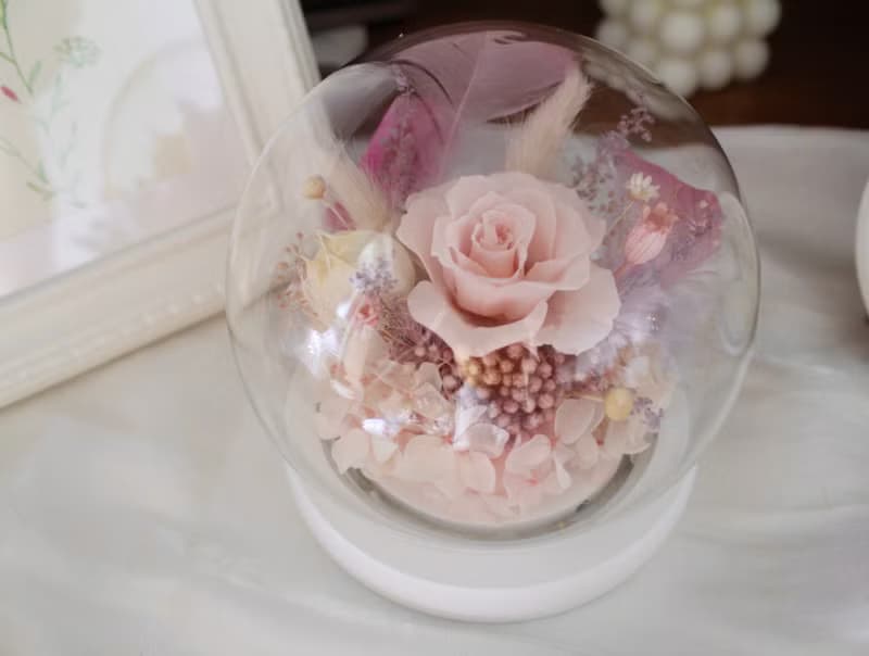 巴黎粉  永生花禮  玻璃盅
