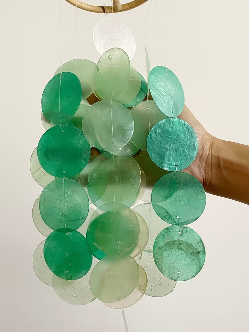 PRE-MADE | Danish Mansion_Green Circle |Capiz Shell Wind Chime Mobile | #0-334