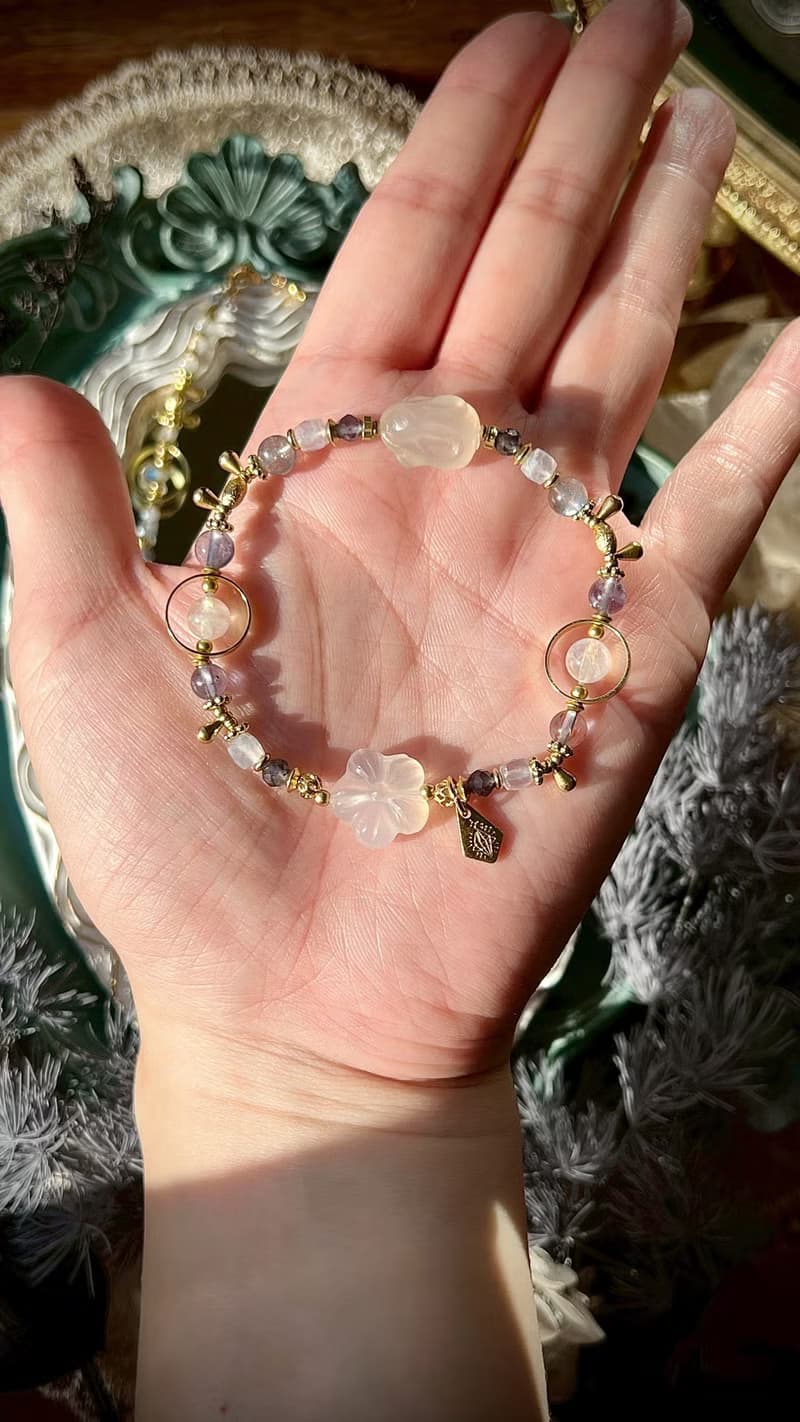 - 花好月圓 -天然水晶手鏈/黃銅手鍊