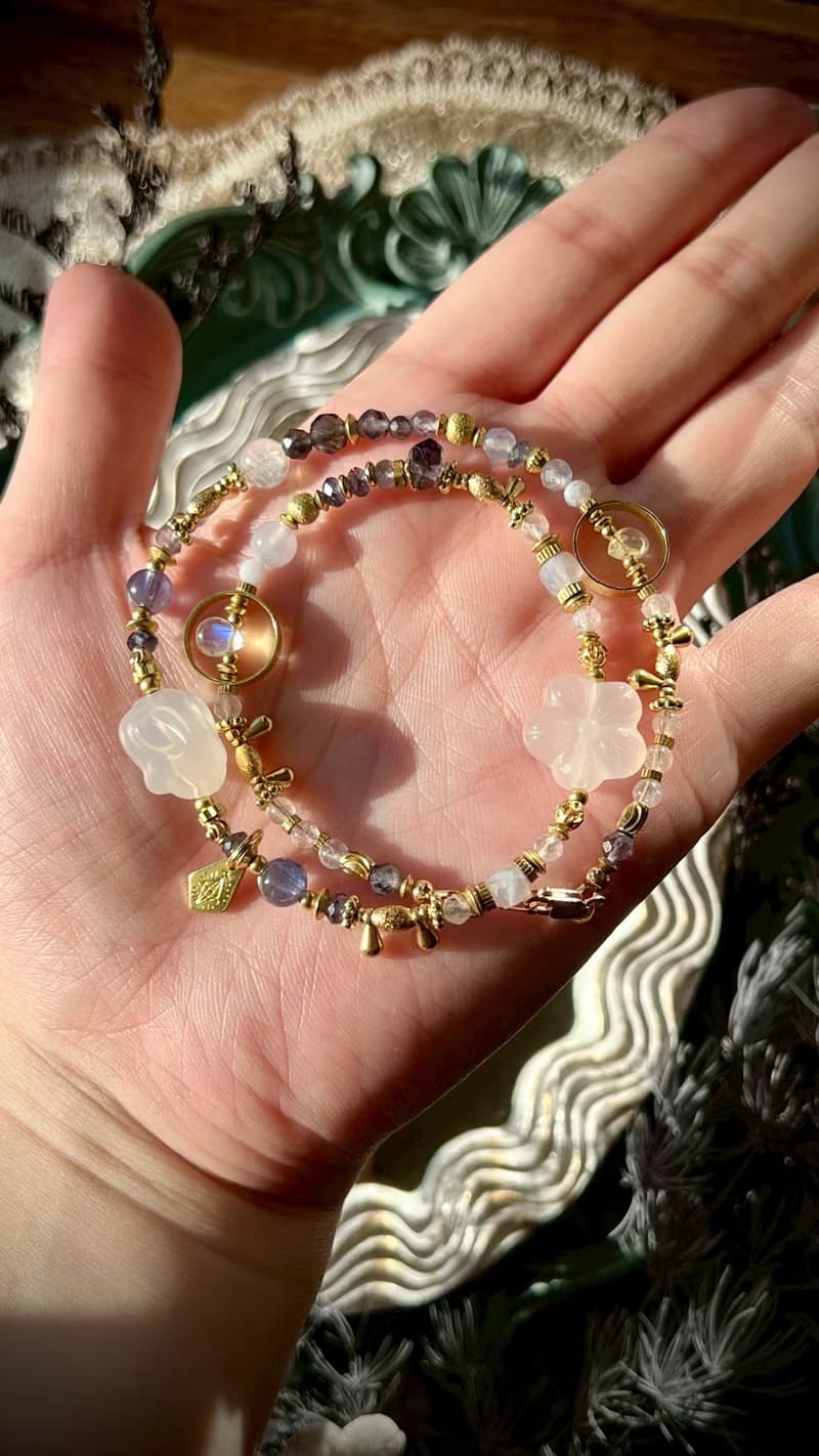 - 花好月圓 -天然水晶手鏈/黃銅手鍊