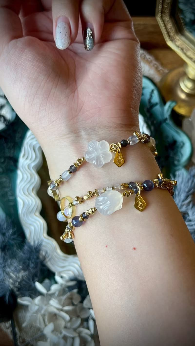 - 花好月圓 -天然水晶手鏈/黃銅手鍊