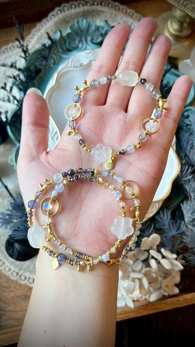 - 花好月圓 -天然水晶手鏈/黃銅手鍊