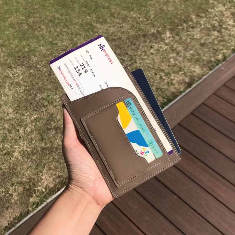 【Passport套/護照夾】卡其灰色植鞣牛皮/旅行/多色可選/手工製造