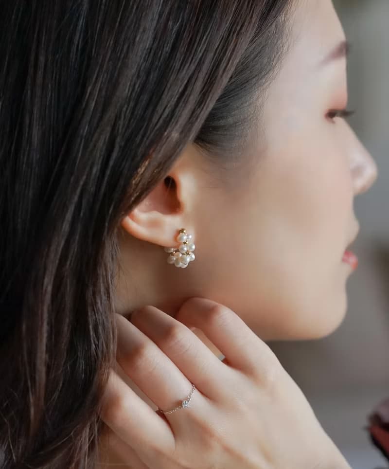 手工編織天然淡水珍珠 醫療鋼耳環耳夾