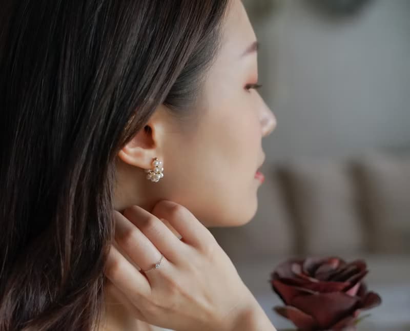 手工編織天然淡水珍珠 醫療鋼耳環耳夾