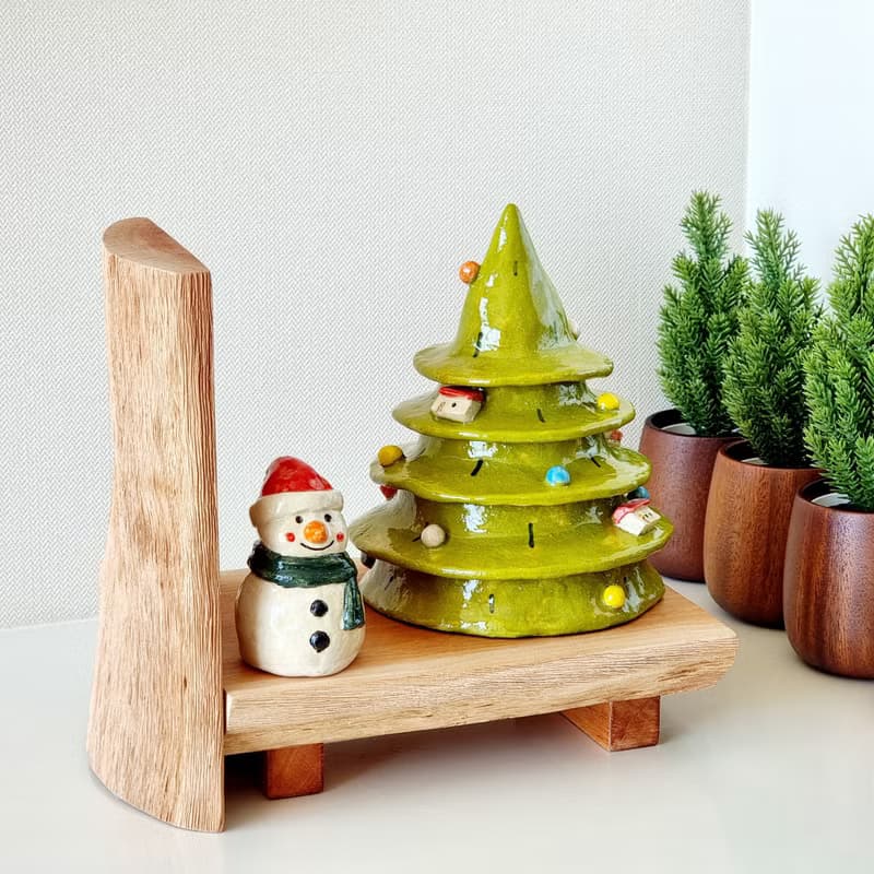 Christmas Snowman Ceramic - 100% handmade