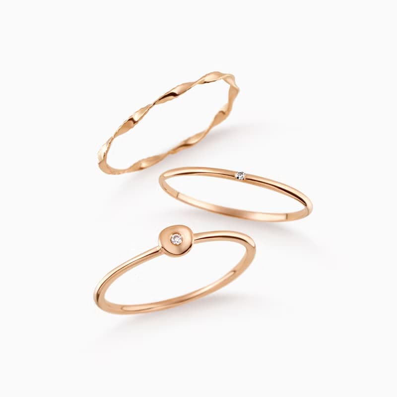 戒指 K金  夏季新品 線戒 18K 小鑽戒 手工製品