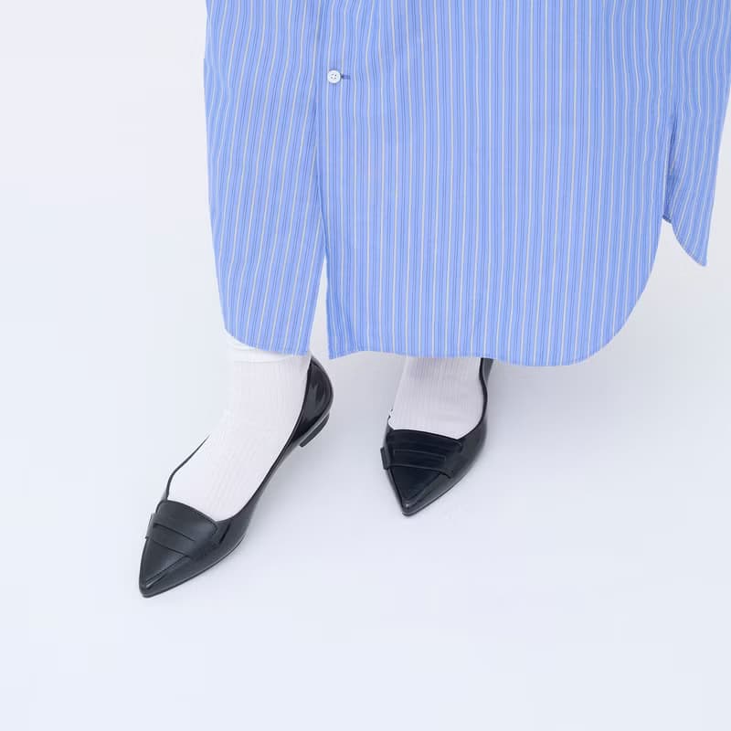 TAMARA 黑色 PVC 尖頭平底鞋