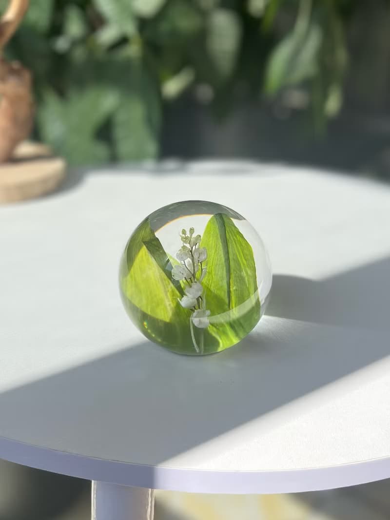 幸福歸來-鈴蘭樹脂球/植物水晶球/植物標本禮物
