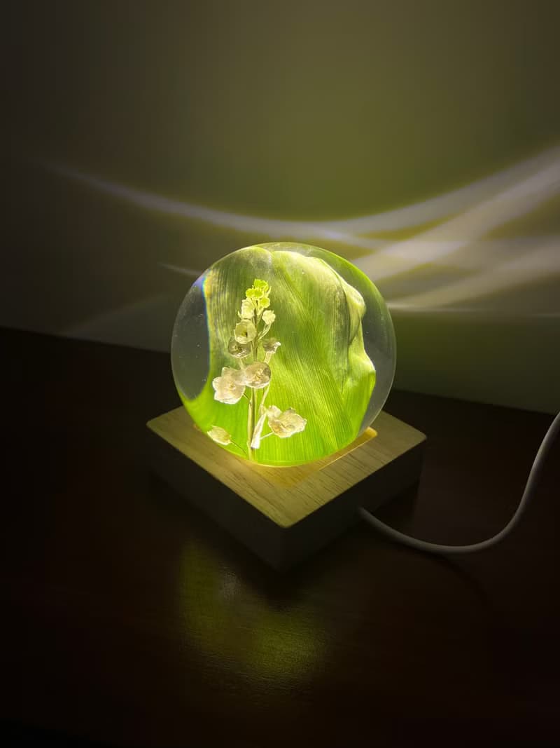 幸福歸來-鈴蘭樹脂球/植物水晶球/植物標本禮物