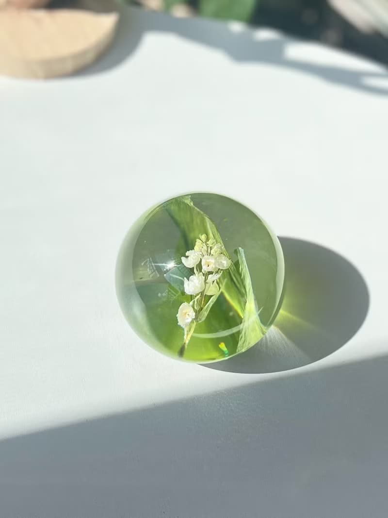 幸福歸來-鈴蘭樹脂球/植物水晶球/植物標本禮物