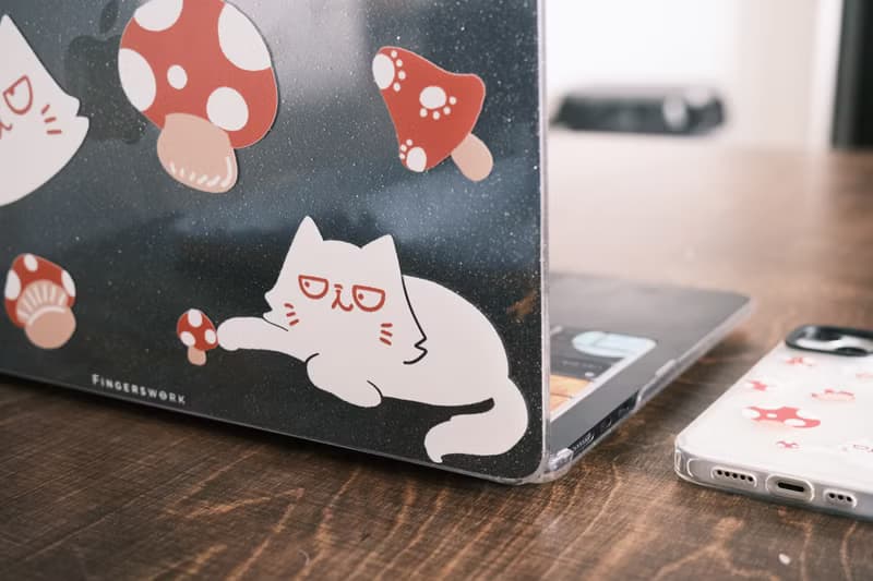 星砂款 蘑菇厭世貓透明電腦殼 MACBOOK CASE