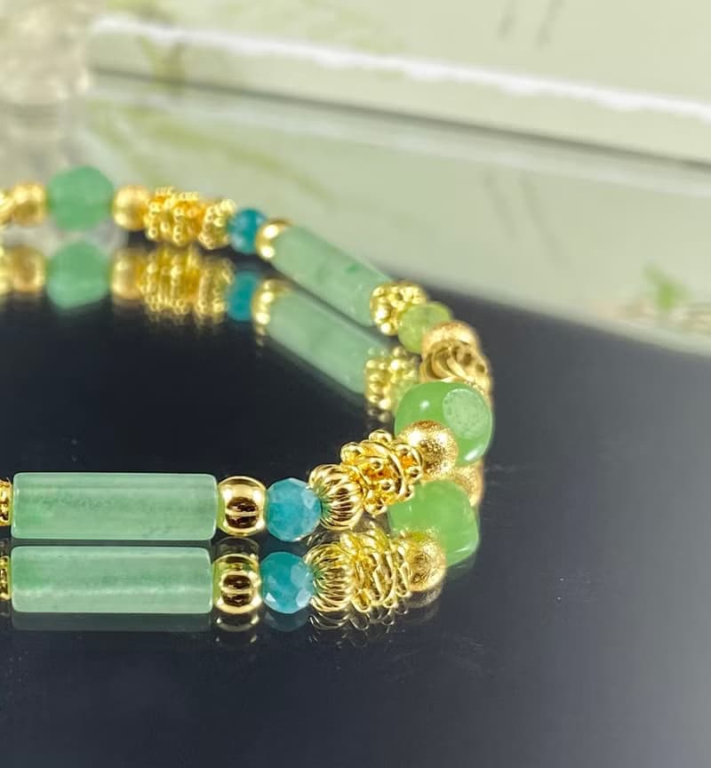 早春 | 藍磷灰 橄欖石 東陵玉 | 生命之春 | 女士水晶手鍊